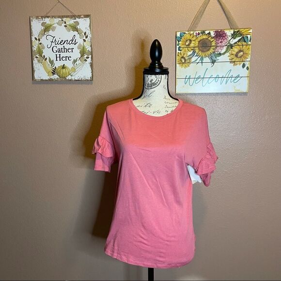 14th and union pink shirt with ruffled sleeves - Picture 1 of 8